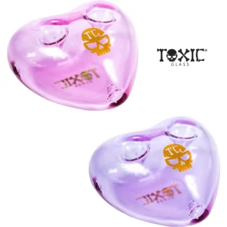 TXH19 - Toxic Double Bowl Heart Hand Pipe
