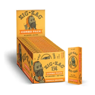 Zig Zag 1 1/4 Combo Pack 32 Leaves + 32 Tips (French Orange)