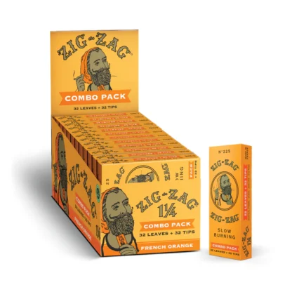Zig Zag 1 1/4 Combo Pack 32 Leaves + 32 Tips (French Orange)