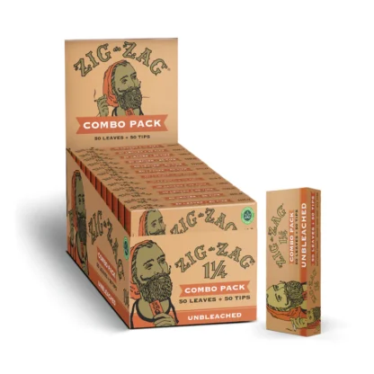 Zig-Zag 1 1/4 Combo Pack 50 Leaves + 50 Tips (Unbleached)