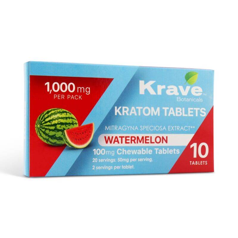 Krave Kratom Chewable Tablets Watermelon 100mg Per Tablet